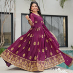 Dazzling Wine Color Georgette Fabric Gown