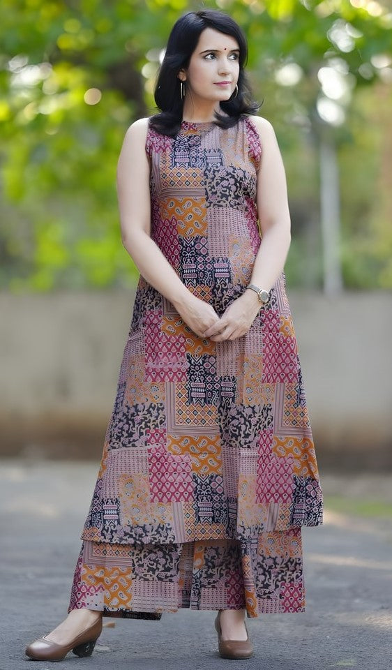 Divine Multi Color Cotton Fabric Designer Kurti