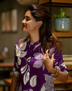Divine Purple Color Cotton Fabric Designer Kurti