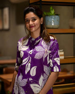 Divine Purple Color Cotton Fabric Designer Kurti