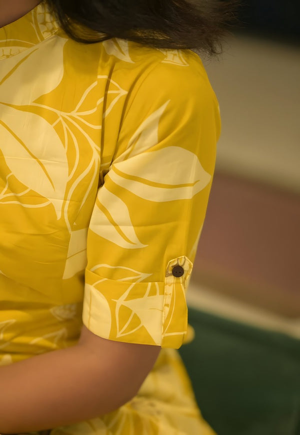 Divine Yellow Color Cotton Fabric Designer Kurti