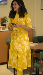 Divine Yellow Color Cotton Fabric Designer Kurti