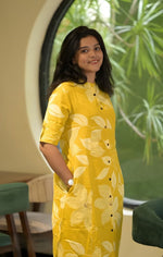 Divine Yellow Color Cotton Fabric Designer Kurti
