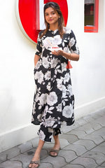Divine Black Color Cotton Fabric Designer Kurti