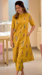 Divine Yellow Color Cotton Fabric Designer Kurti