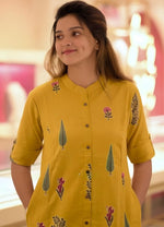 Divine Yellow Color Cotton Fabric Designer Kurti