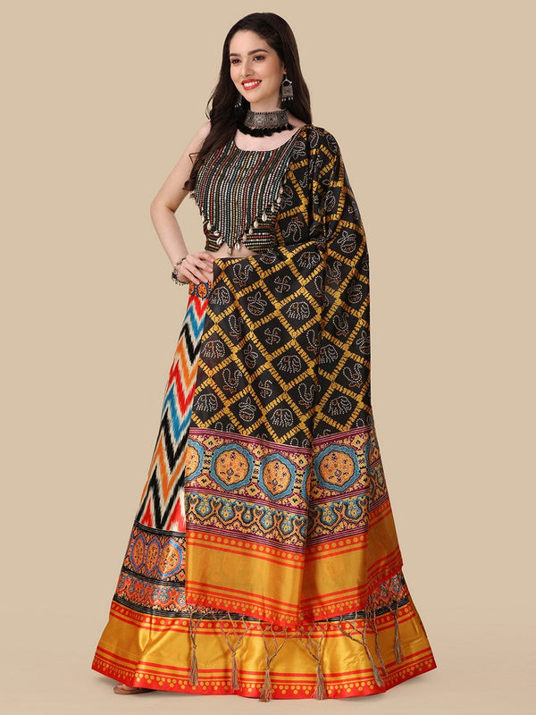 Amazing Multi Color Satin Fabric Designer Lehenga