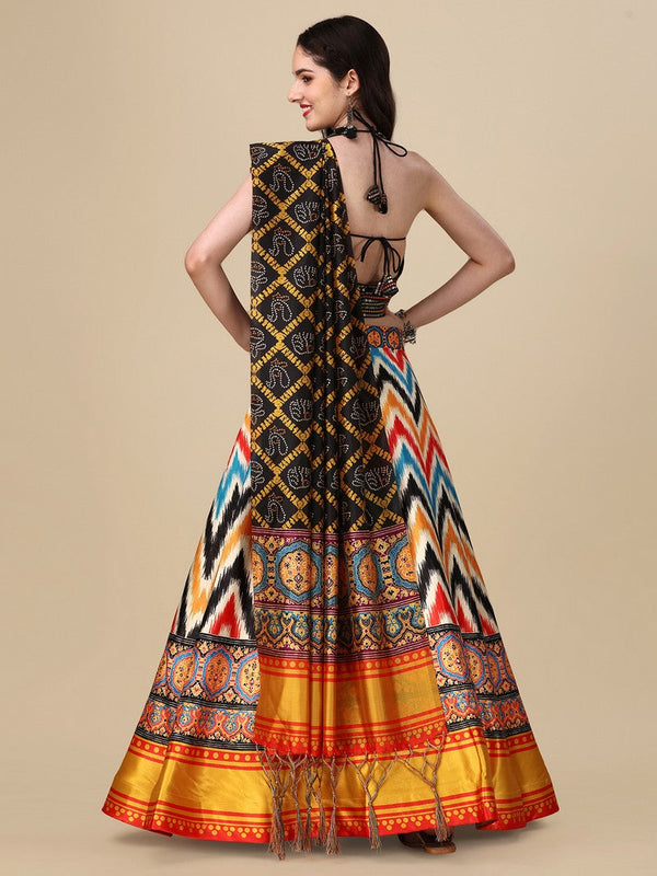 Amazing Multi Color Satin Fabric Designer Lehenga