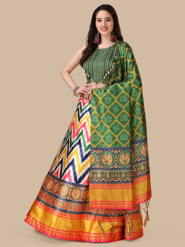 Amazing Multi Color Satin Fabric Designer Lehenga
