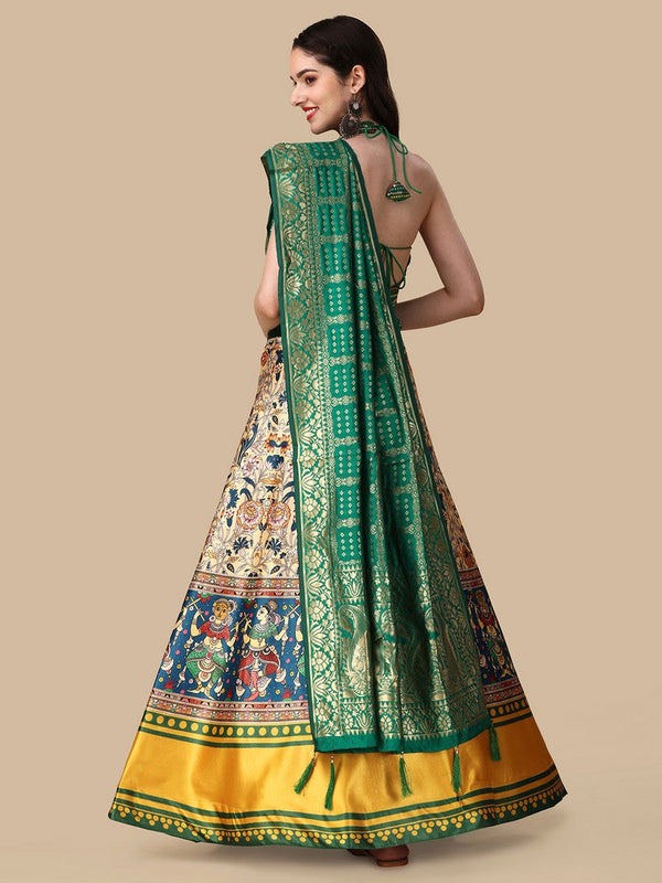 Dazzling Multi Color Satin Fabric Designer Lehenga