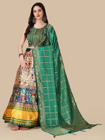 Dazzling Multi Color Satin Fabric Designer Lehenga