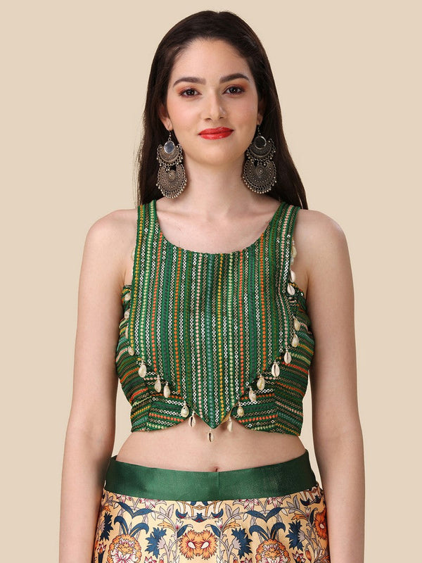 Dazzling Multi Color Satin Fabric Designer Lehenga