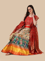 Dazzling Multi Color Satin Fabric Designer Lehenga