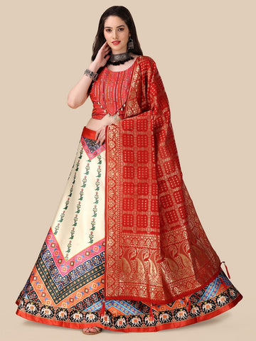 Dazzling Multi Color Satin Fabric Designer Lehenga