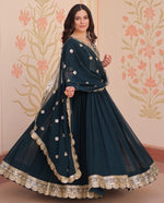 Amazing Green Color Blooming Fabric Gown
