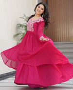 Pretty Pink Color Georgette Fabric Gown