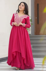 Pretty Pink Color Georgette Fabric Gown