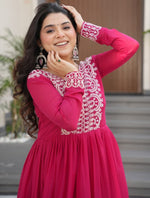 Pretty Pink Color Georgette Fabric Gown