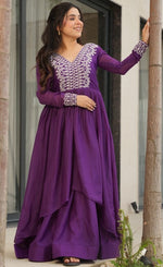 Pretty Purple Color Georgette Fabric Gown