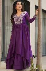 Pretty Purple Color Georgette Fabric Gown