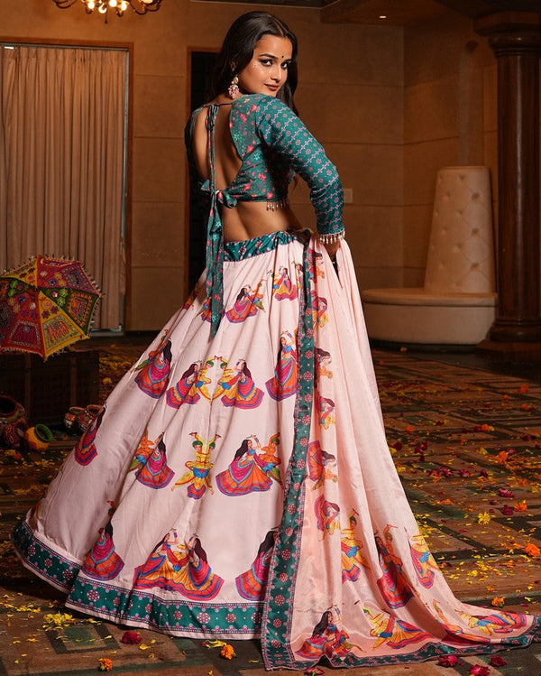 Amazing Pink Color Crepe Fabric Party Wear Lehenga