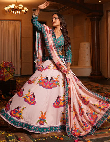 Amazing Pink Color Crepe Fabric Party Wear Lehenga