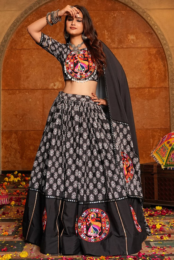 Amazing Black Color Crepe Fabric Party Wear Lehenga