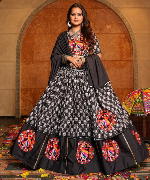 Amazing Black Color Crepe Fabric Party Wear Lehenga