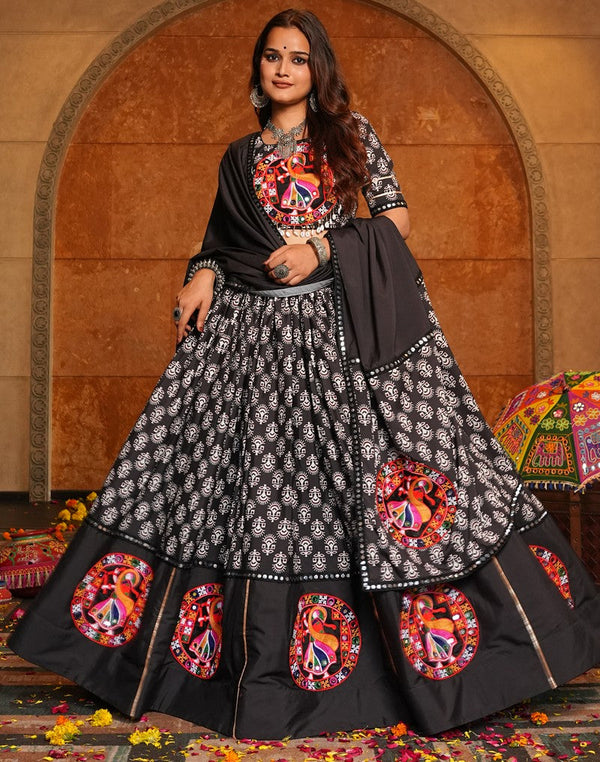 Amazing Black Color Crepe Fabric Party Wear Lehenga