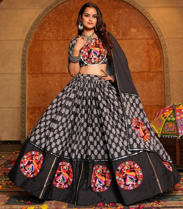 Amazing Black Color Crepe Fabric Party Wear Lehenga