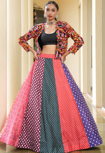 Amazing Multi Color Silk Fabric Party Wear Lehenga