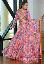 Amazing Multi Color Chinon Fabric Party Wear Lehenga