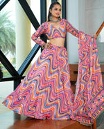 Amazing Multi Color Chinon Fabric Party Wear Lehenga