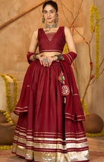 Amazing Maroon Color Silk  Fabric Party Wear Lehenga