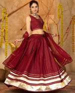 Amazing Maroon Color Silk  Fabric Party Wear Lehenga