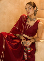 Amazing Maroon Color Silk  Fabric Party Wear Lehenga
