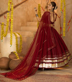 Amazing Maroon Color Silk  Fabric Party Wear Lehenga