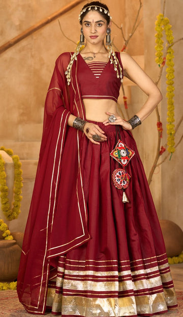 Amazing Maroon Color Silk  Fabric Party Wear Lehenga