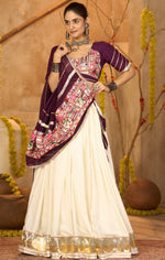 Amazing Cream Color Crepe Fabric Party Wear Lehenga
