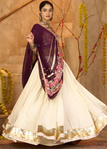 Amazing Cream Color Crepe Fabric Party Wear Lehenga