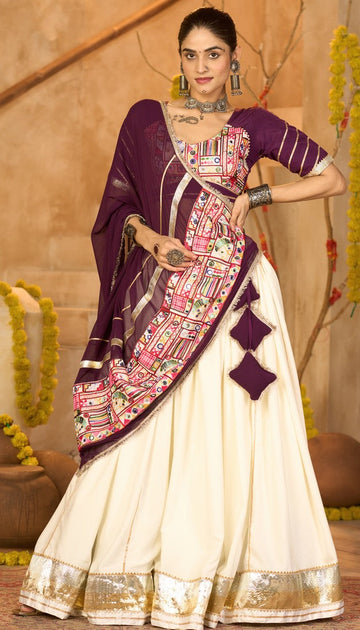 Amazing Cream Color Crepe Fabric Party Wear Lehenga