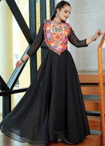 Lovely Black Color Georgette Fabric Gown
