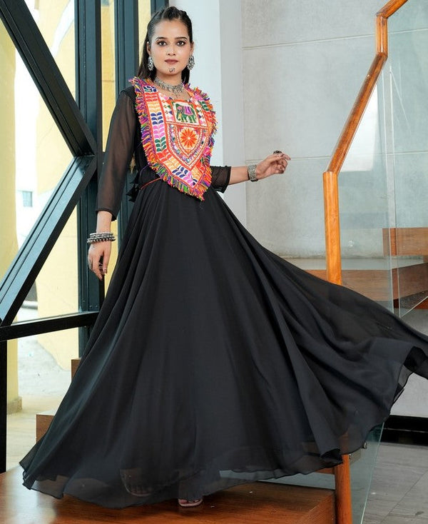 Lovely Black Color Georgette Fabric Gown