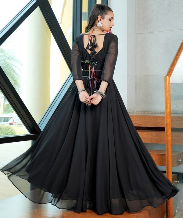 Lovely Black Color Georgette Fabric Gown