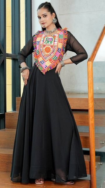 Lovely Black Color Georgette Fabric Gown