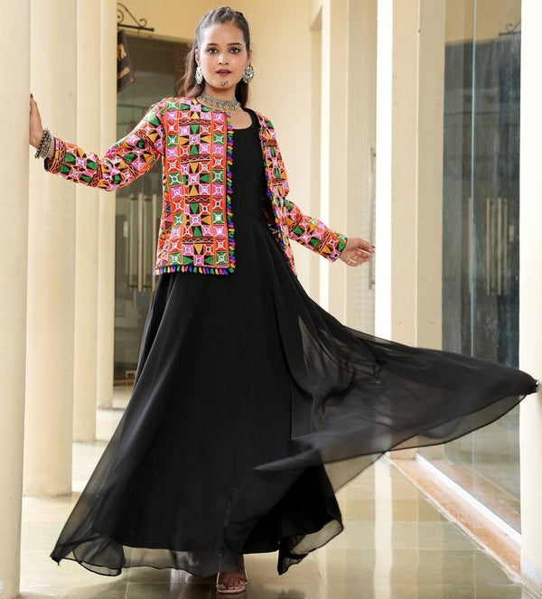 Lovely Black Color Georgette Fabric Gown