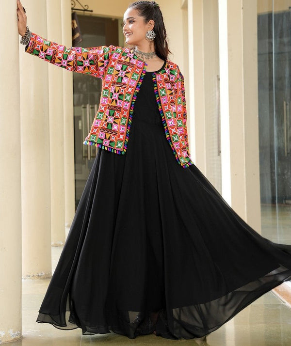 Lovely Black Color Georgette Fabric Gown