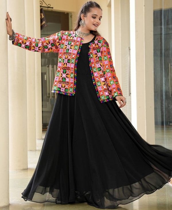 Lovely Black Color Georgette Fabric Gown