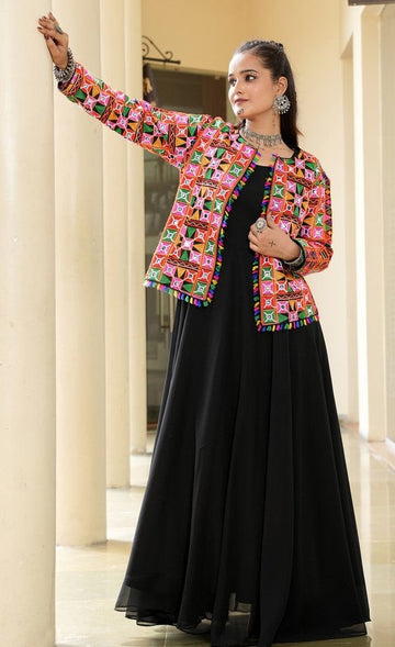 Lovely Black Color Georgette Fabric Gown