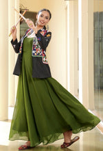 Lovely Green Color Georgette Fabric Gown